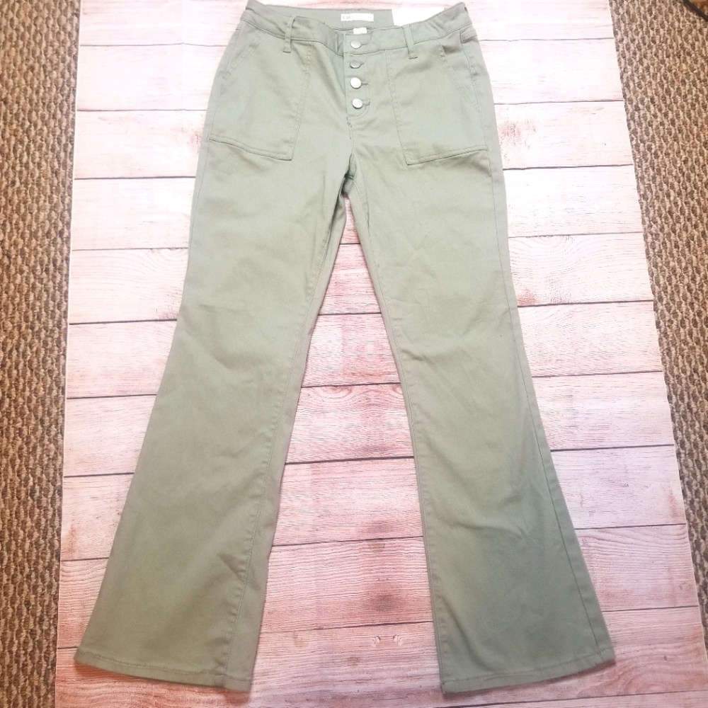 Cato Olive Green Mid Rise Flare Pants NWT